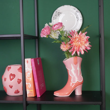 Flower Vase- Boot Vase- Keramiek- Roze/ Oranje-16,5X10.5X26,5 Cm