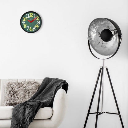 Wandklok 30Cm - Stil - Groen - Kunststof - "Krijtbord"