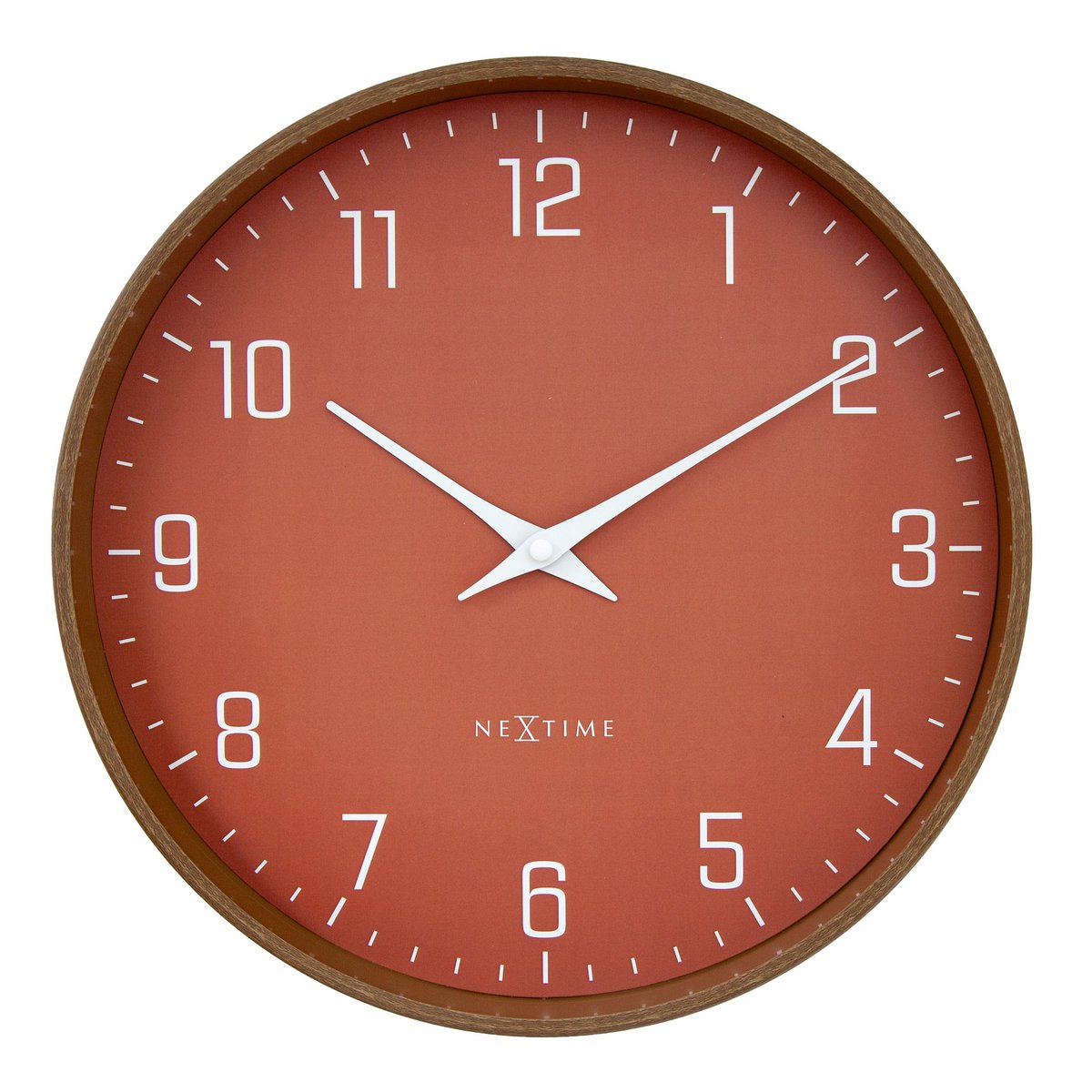 Wandklok 30Cm-Silent-Donker Houtpatroon-Plastic-Nextime 'Lyra'