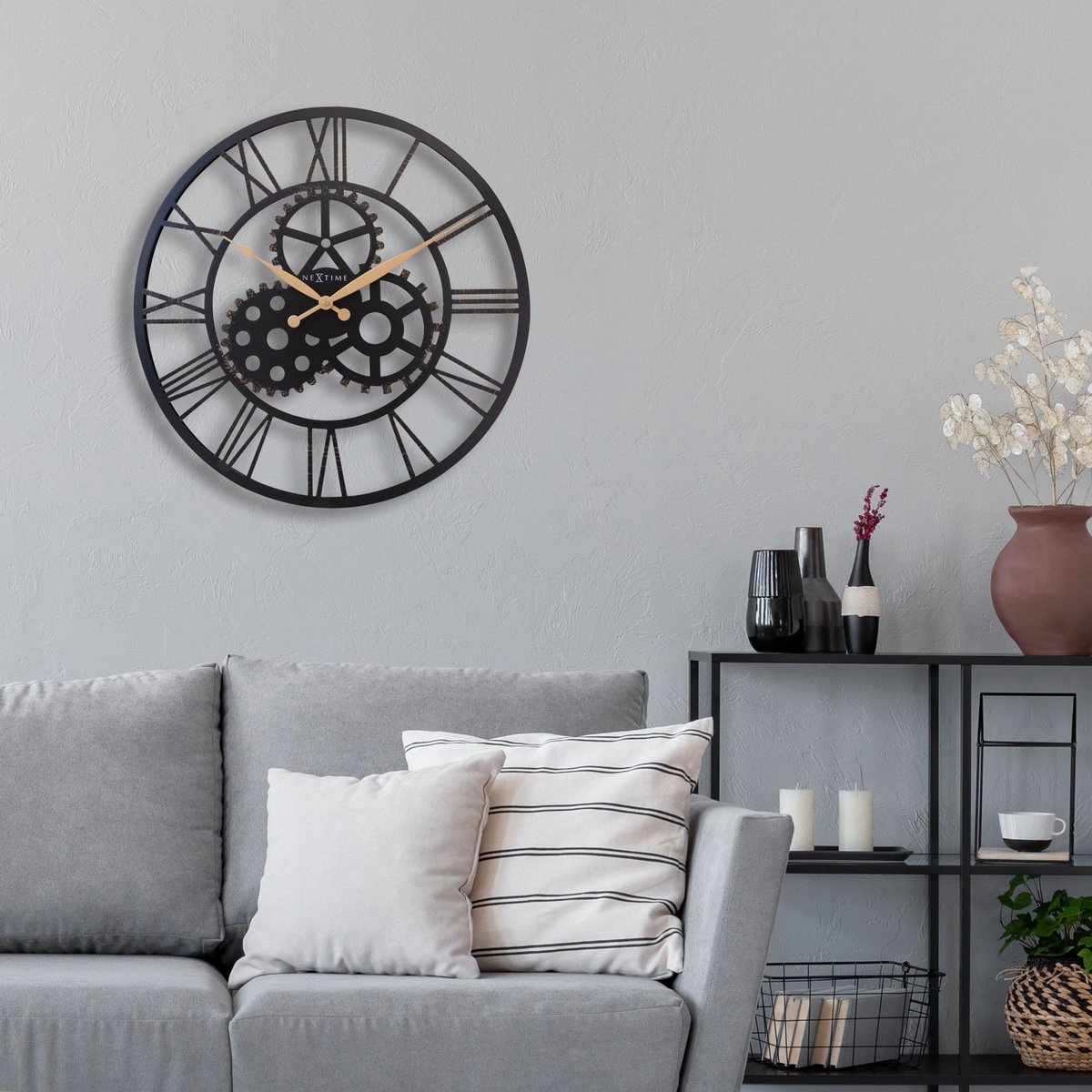 Romeinse Wandklok - 50Cm - Stil - Groot - Metaal - "Birmingham"