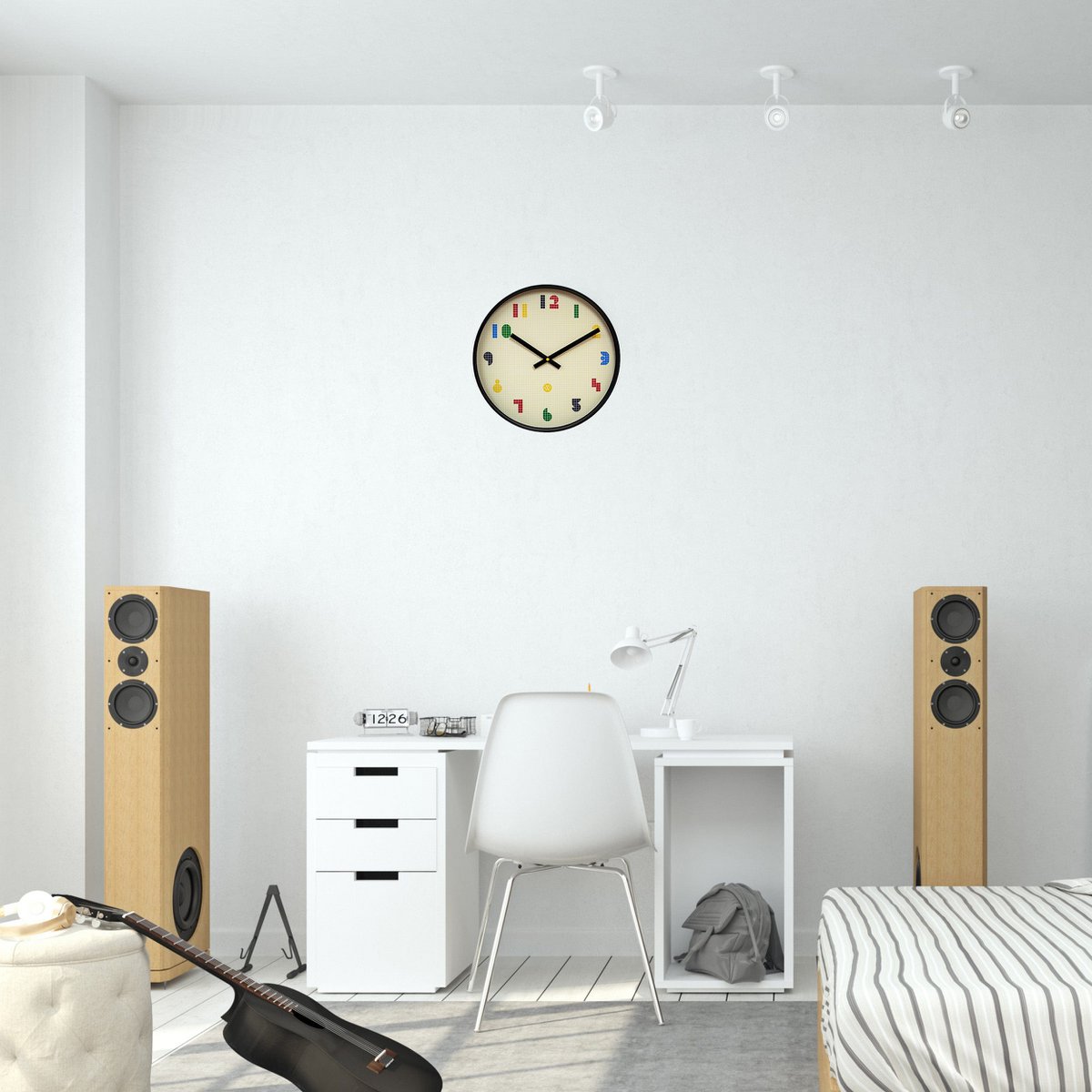 Wandklok 35Cm-Silent-Zwart/Meerkleurig-Abs- Nxt 'Bit'
