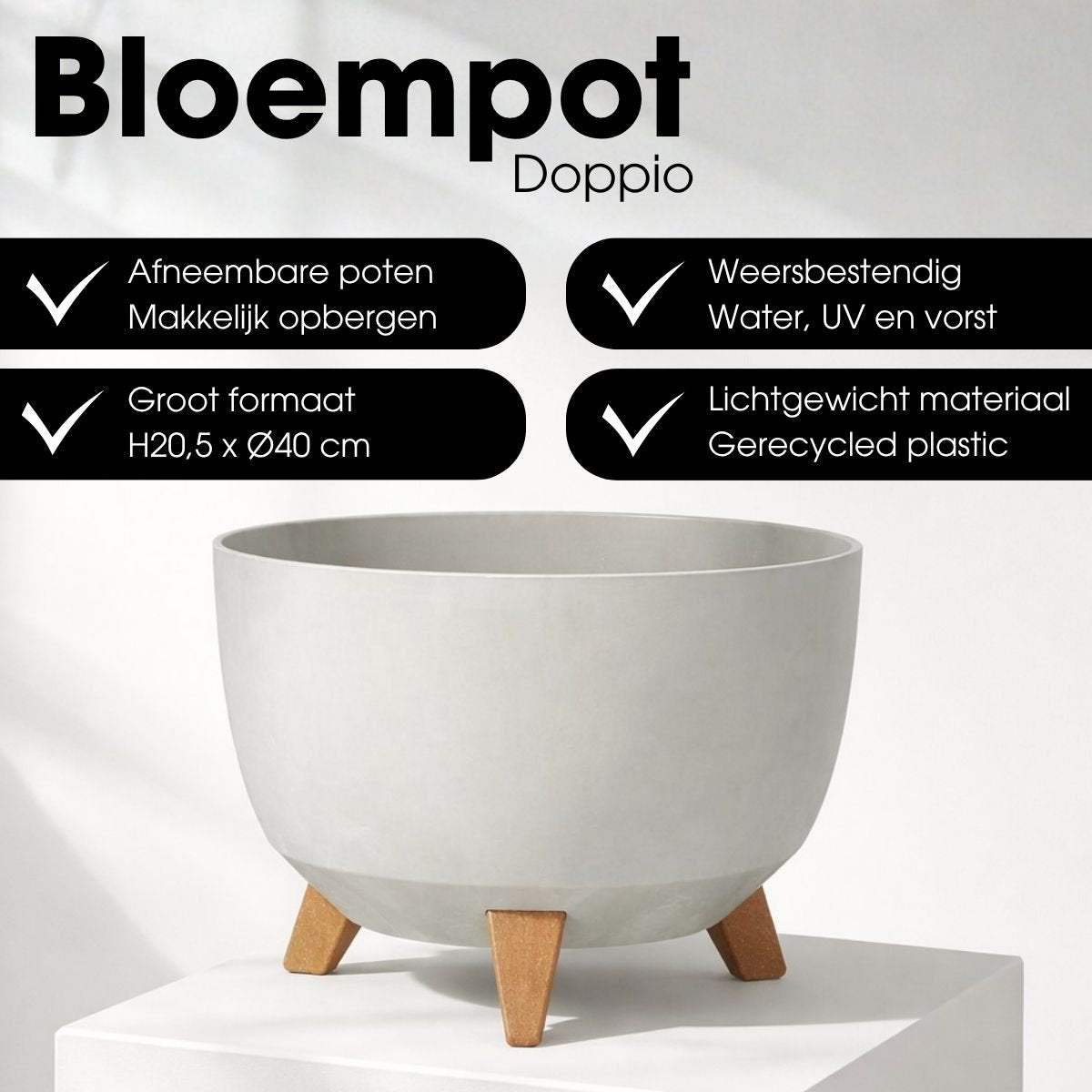 Plantenbak Doppio Grijs