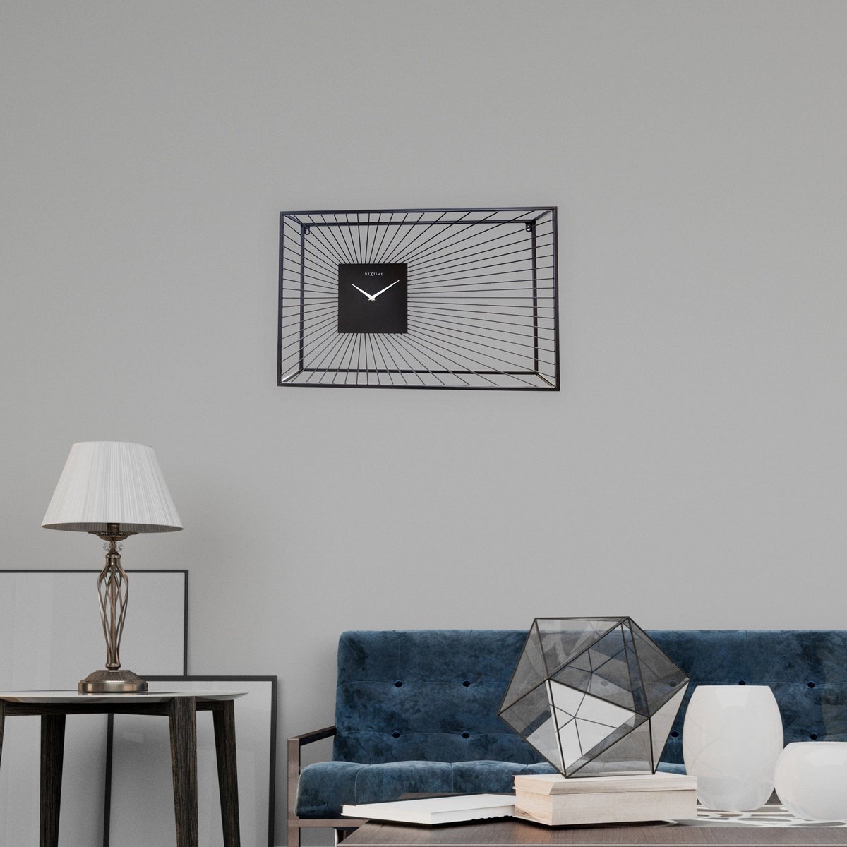 Grote Wandklok 70X45X15Cm - Stil - Zwart - Metaal - "Vasco"