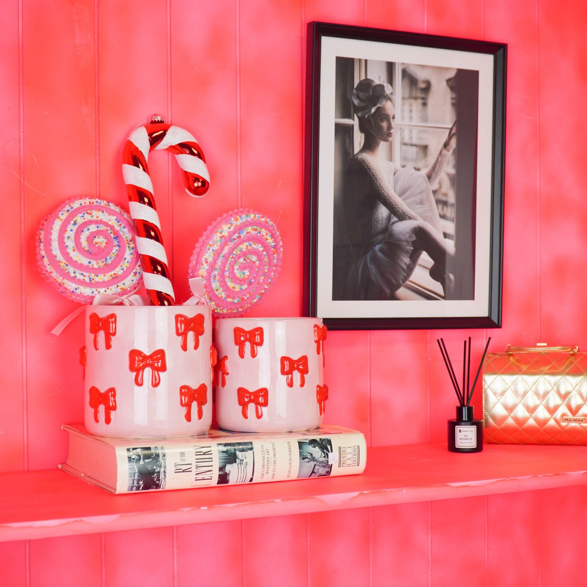 Pot - Bloempot - Strik - Licht Roze/Rood - 12,5X12,5X13Cm