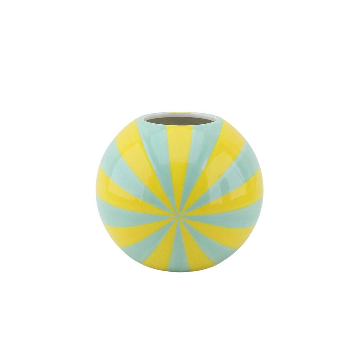Vaas - Bloemvaas Swirl - Geel/Mint - 15X15X15Cm