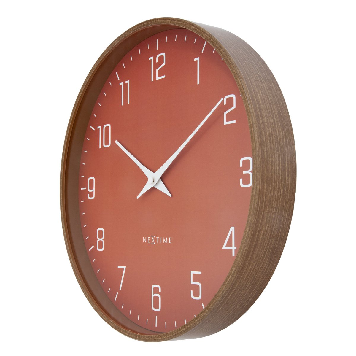 Wandklok 30Cm-Silent-Donker Houtpatroon-Plastic-Nextime 'Lyra'