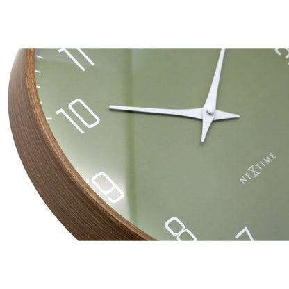 Wandklok 30Cm-Silent-Donker Houtpatroon-Plastic-Nextime 'Lyra'