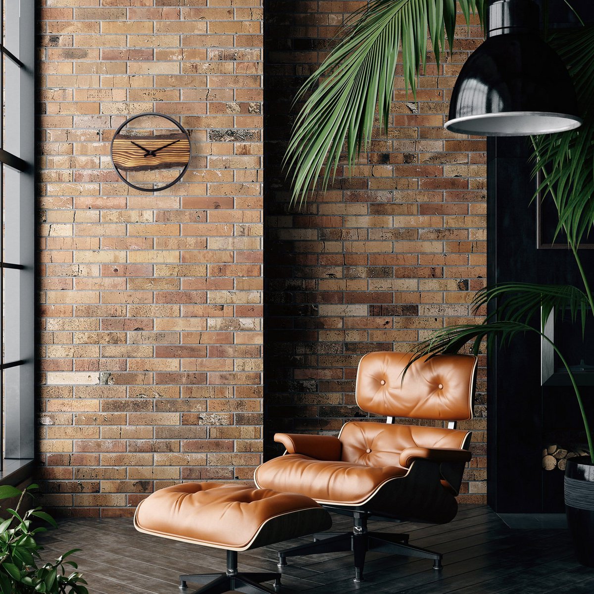 Houten Wandklok - Stil - 30Cm - Hout/ Metaal - Bos