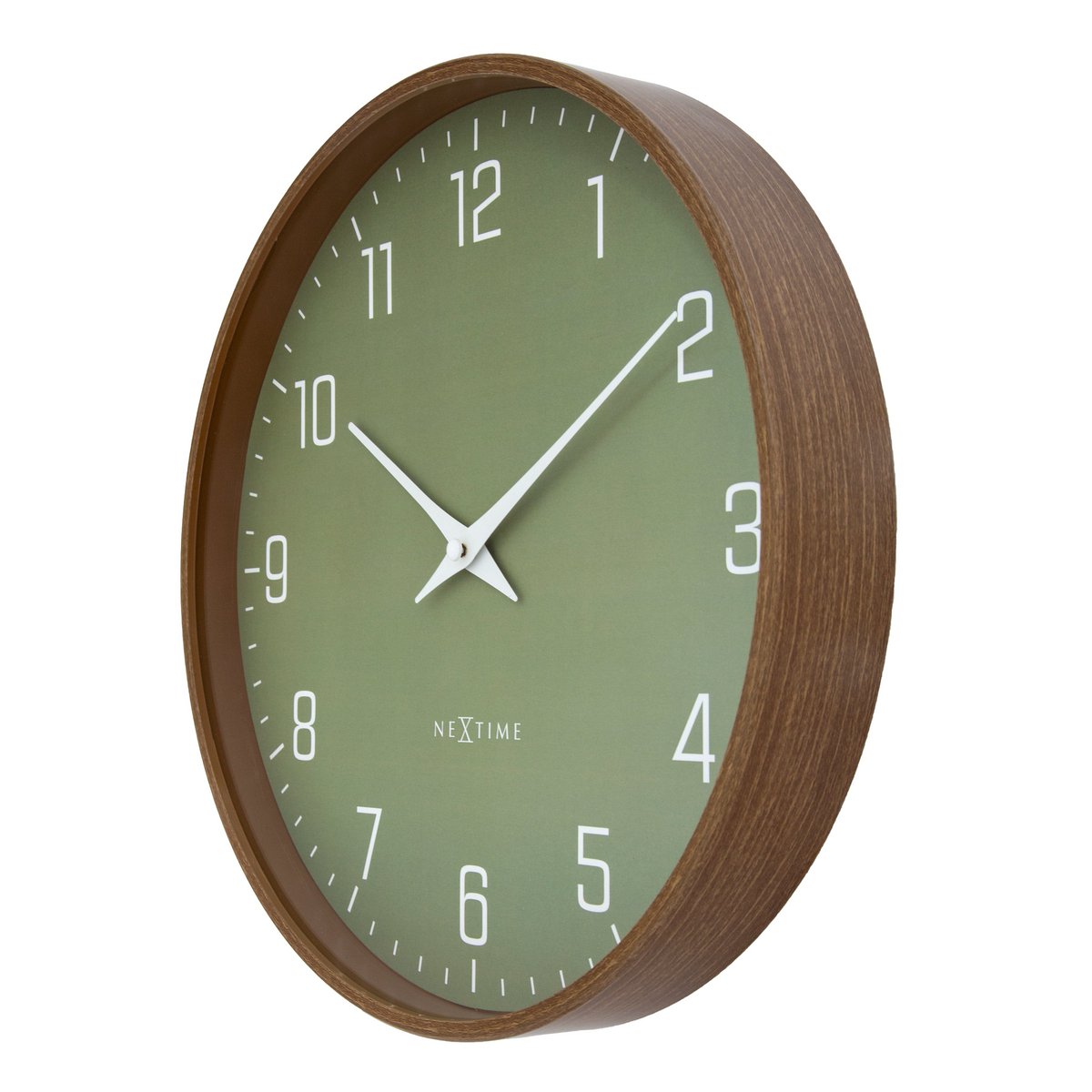 Wandklok 30Cm-Silent-Donker Houtpatroon-Plastic-Nextime 'Lyra'