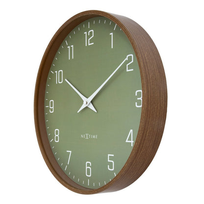Wandklok 30Cm-Silent-Donker Houtpatroon-Plastic-Nextime 'Lyra'