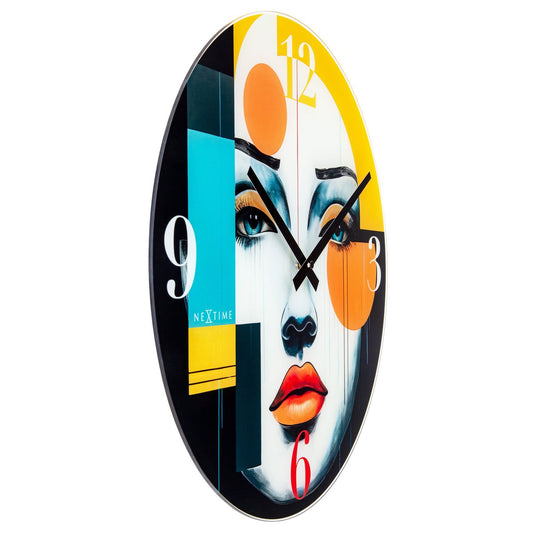 Wandklok 43Cm-Silent-Multicolour-Glas-Nextime 'Vogue'