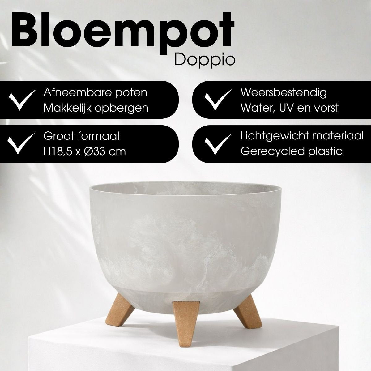 Plantenbak Doppio Grijs
