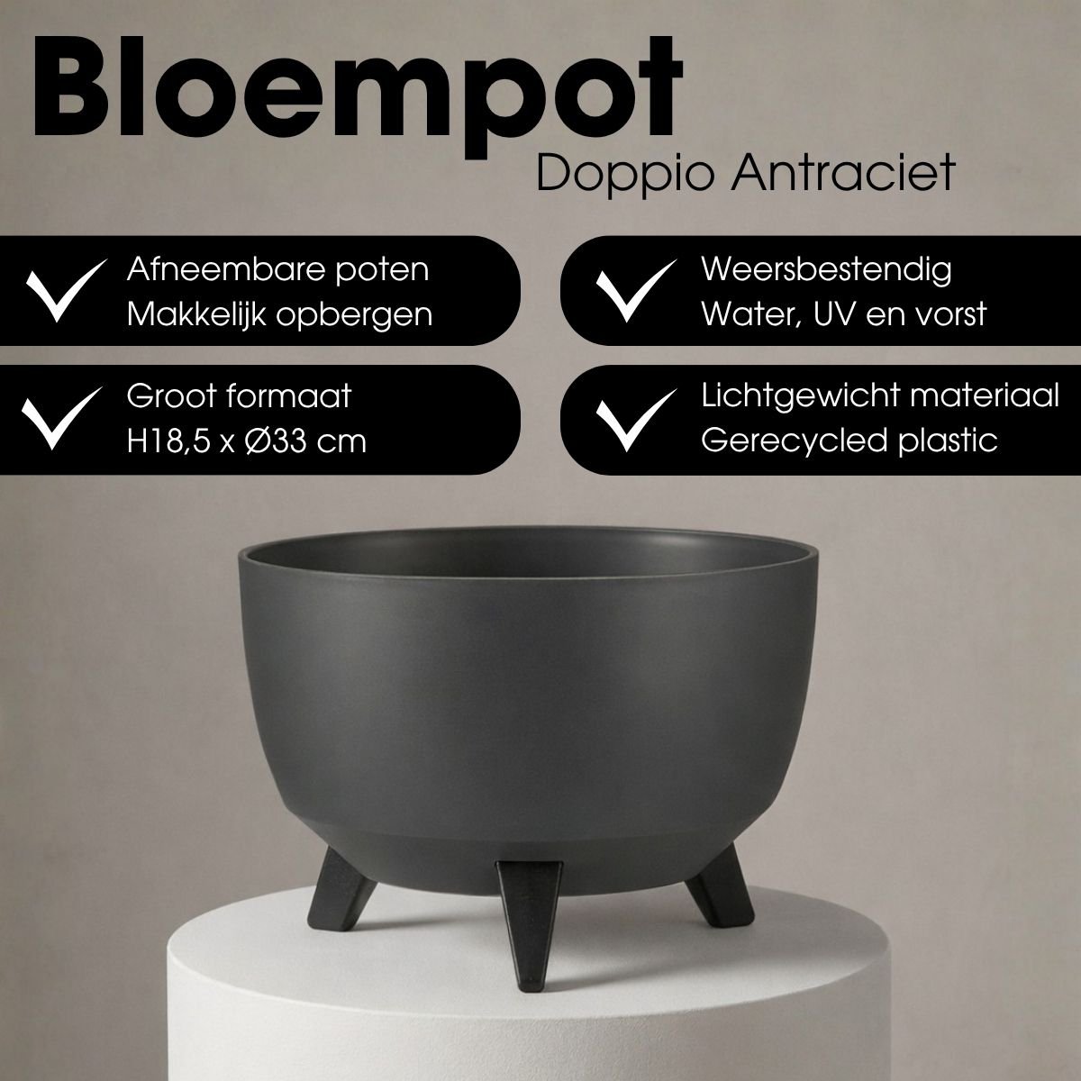 Plantenbak Doppio Antraciet