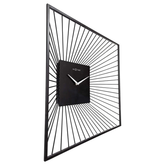 Wandklok 45X45X15Cm - Stil - Zwart - Metaal - "Vasco Square"