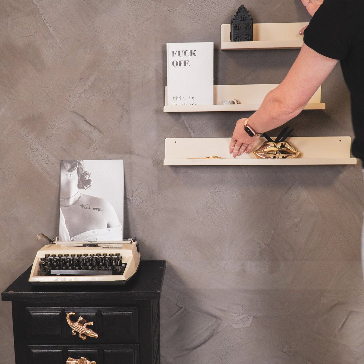 Wandplank - Metaal - Beige - Set Van 3 - 40/50/60Cm