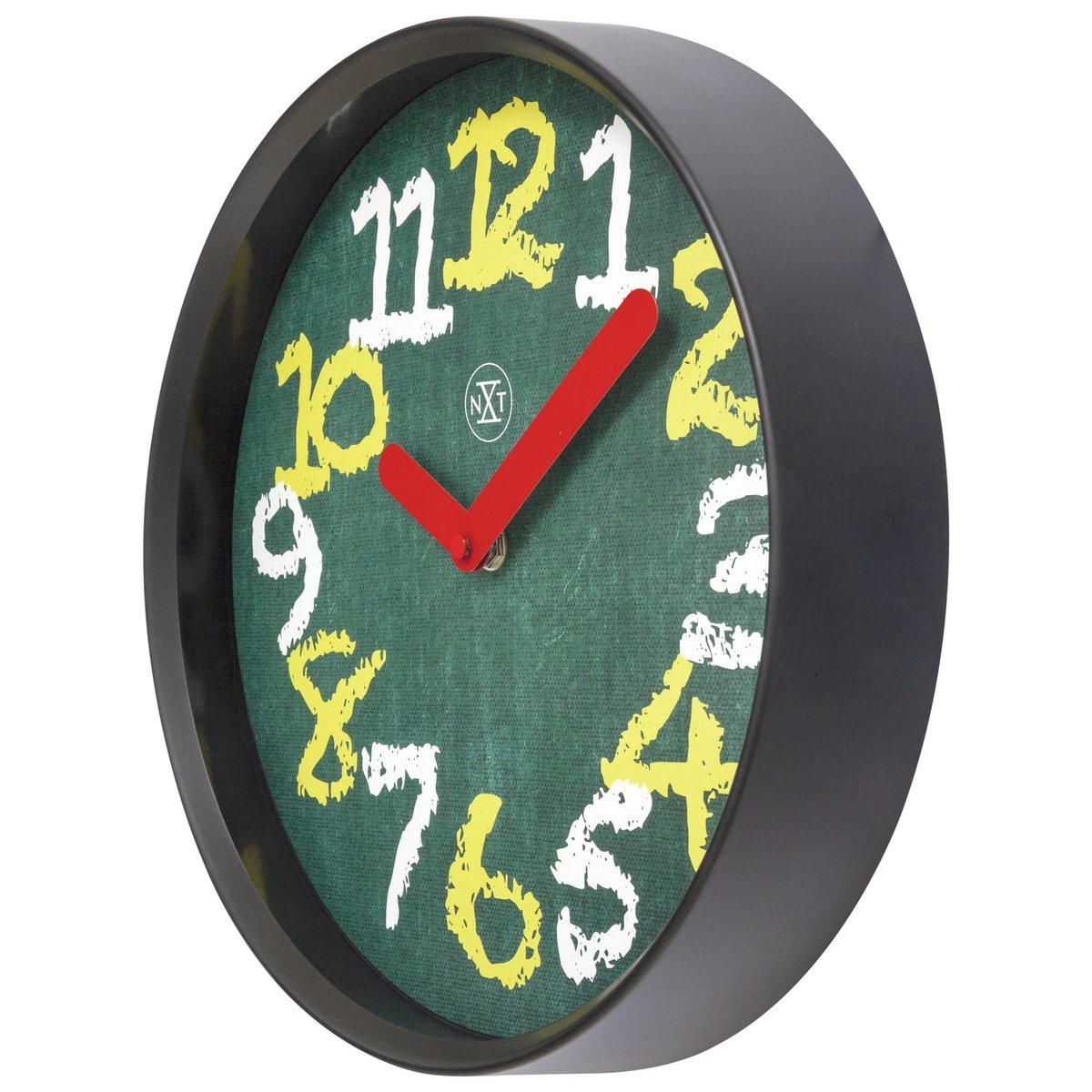 Wandklok 30Cm - Stil - Groen - Kunststof - "Krijtbord"