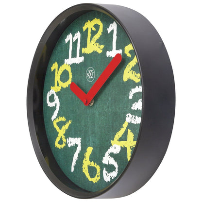 Wandklok 30Cm - Stil - Groen - Kunststof - "Krijtbord"