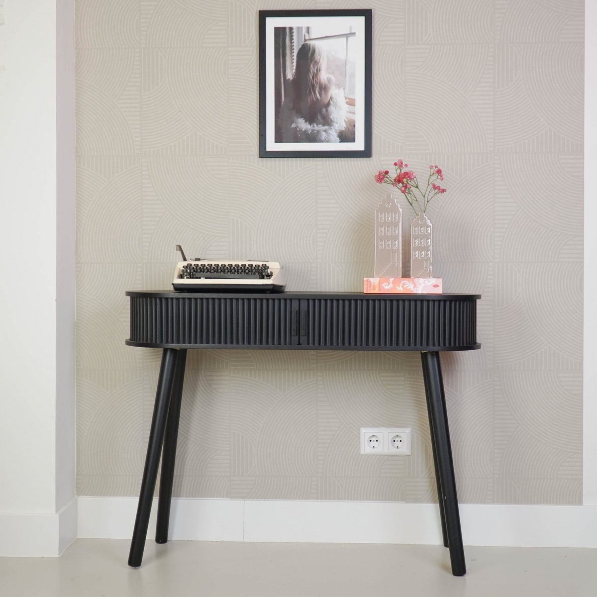 Bijzettafel - Zwart - Mdf - 100X33X76Cm