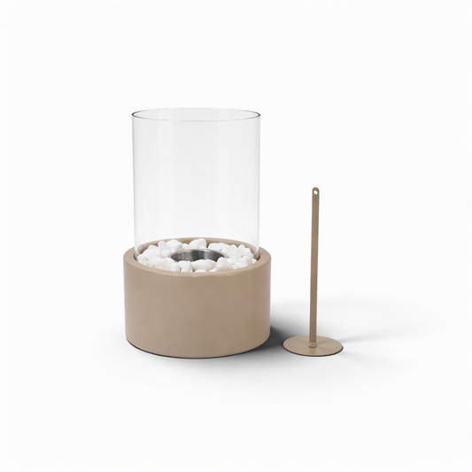 Tafelhaard - Rond - Metaal/Glas - Taupe - 18X18X26,5Cm