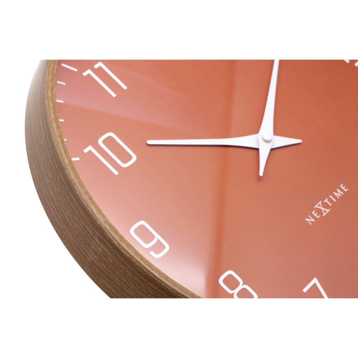 Wandklok 30Cm-Silent-Donker Houtpatroon-Plastic-Nextime 'Lyra'