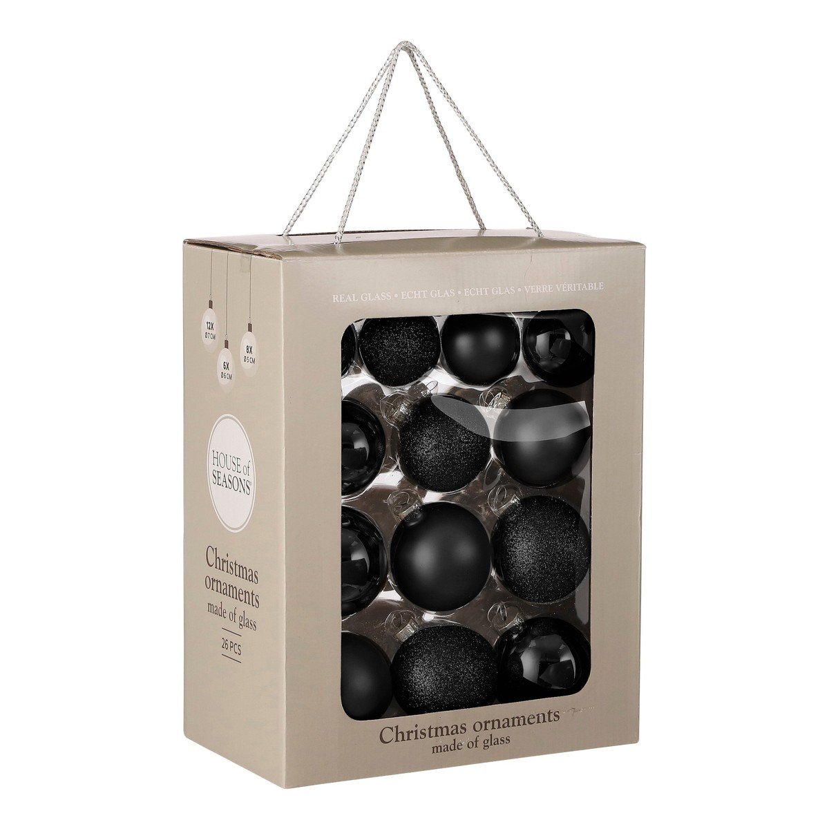 Kerstbal Glass Baubles Zwart