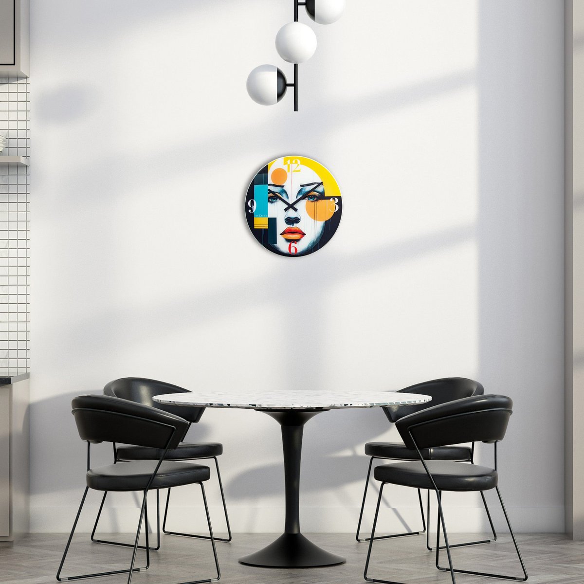Wandklok 43Cm-Silent-Multicolour-Glas-Nextime 'Vogue'