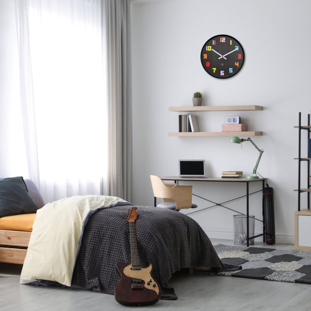 Wandklok 35Cm-Silent-Zwart/Meerkleurig-Abs- Nxt 'Game'
