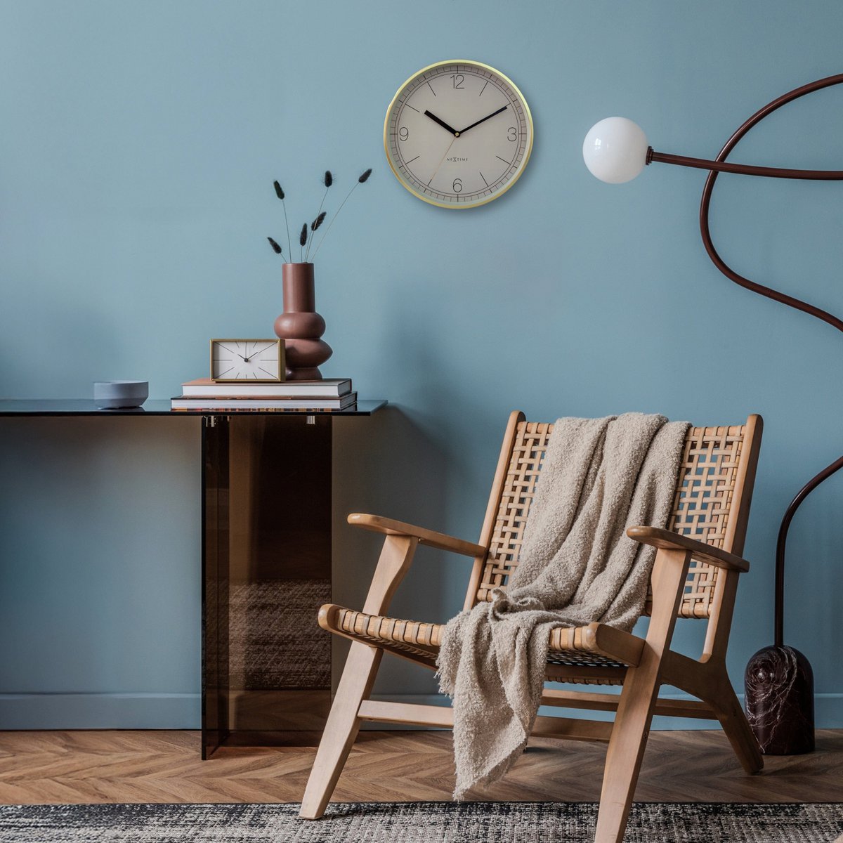 Wandklok 30Cm-Silent-Aluminium-Nextime 'Nova'