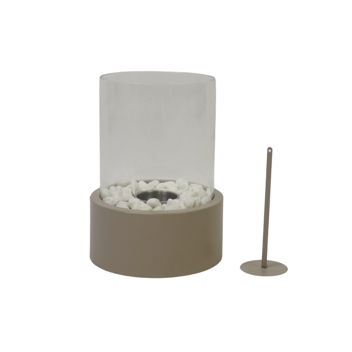 Tafelhaard - Rond - Metaal/Glas - Taupe - 21X21X28Cm