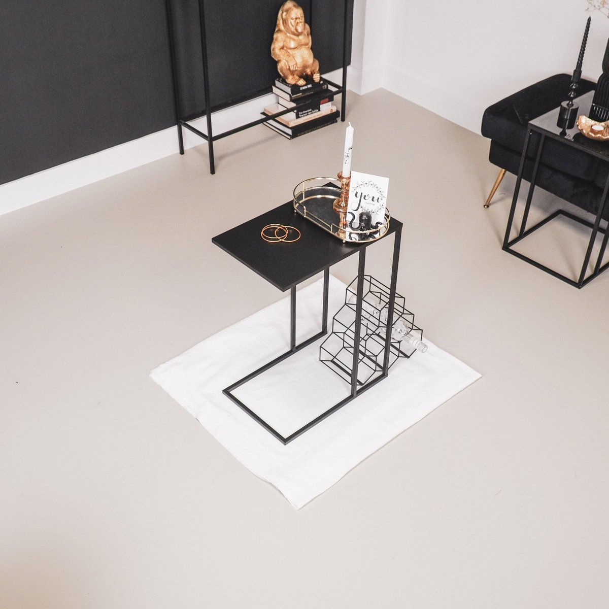 Bijzettafel - Metaal - Zwart - 45X30X60Cm