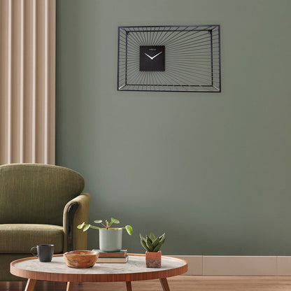 Grote Wandklok 70X45X15Cm - Stil - Zwart - Metaal - "Vasco"