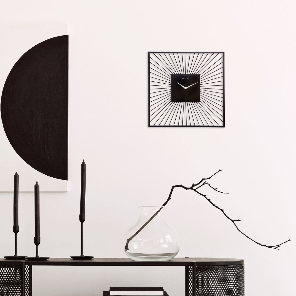 Wandklok 45X45X15Cm - Stil - Zwart - Metaal - "Vasco Square"