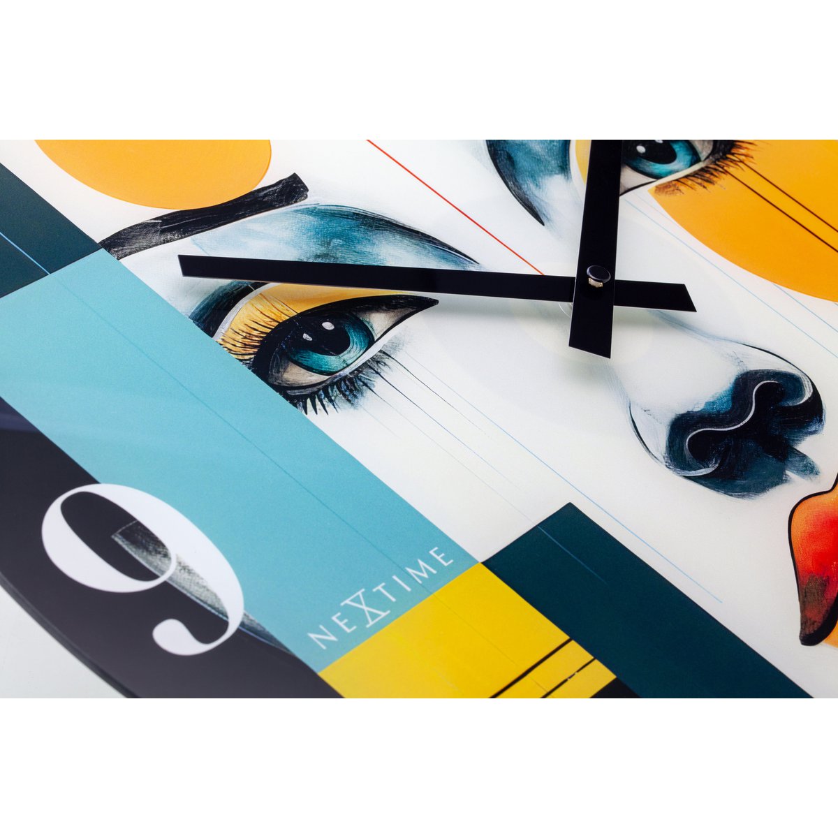 Wandklok 43Cm-Silent-Multicolour-Glas-Nextime 'Vogue'