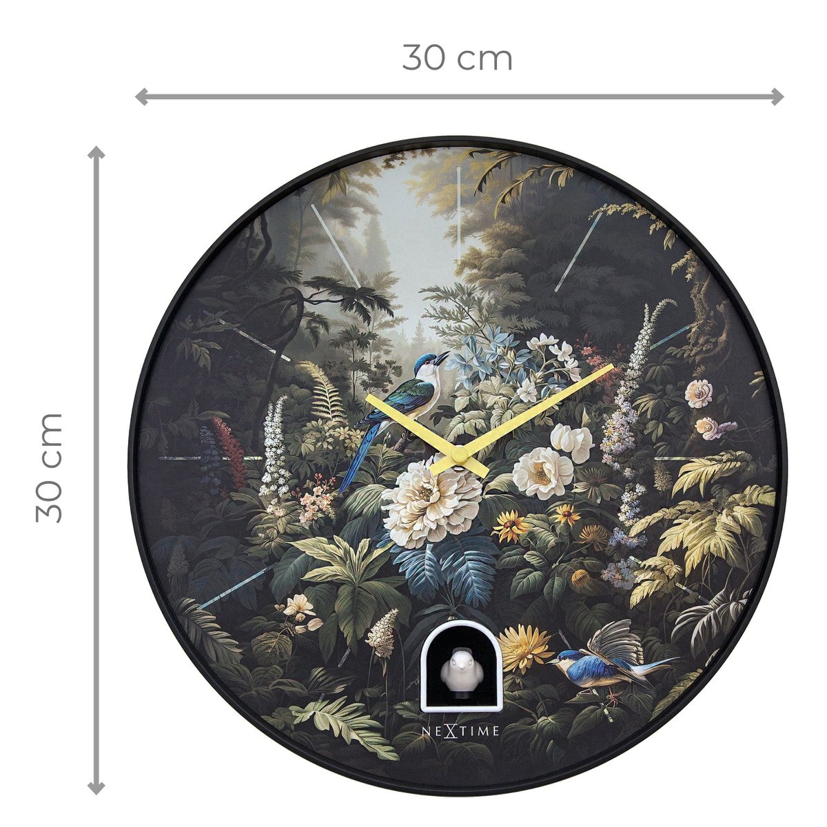 Wandklok 30Cmø - Kunststof - Zwart - Koekoek - Nextime 'Vanity Cuckoo'