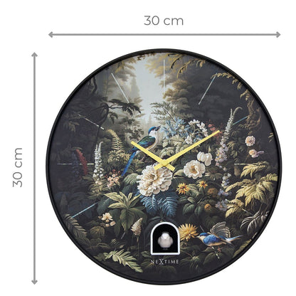 Wandklok 30Cmø - Kunststof - Zwart - Koekoek - Nextime 'Vanity Cuckoo'