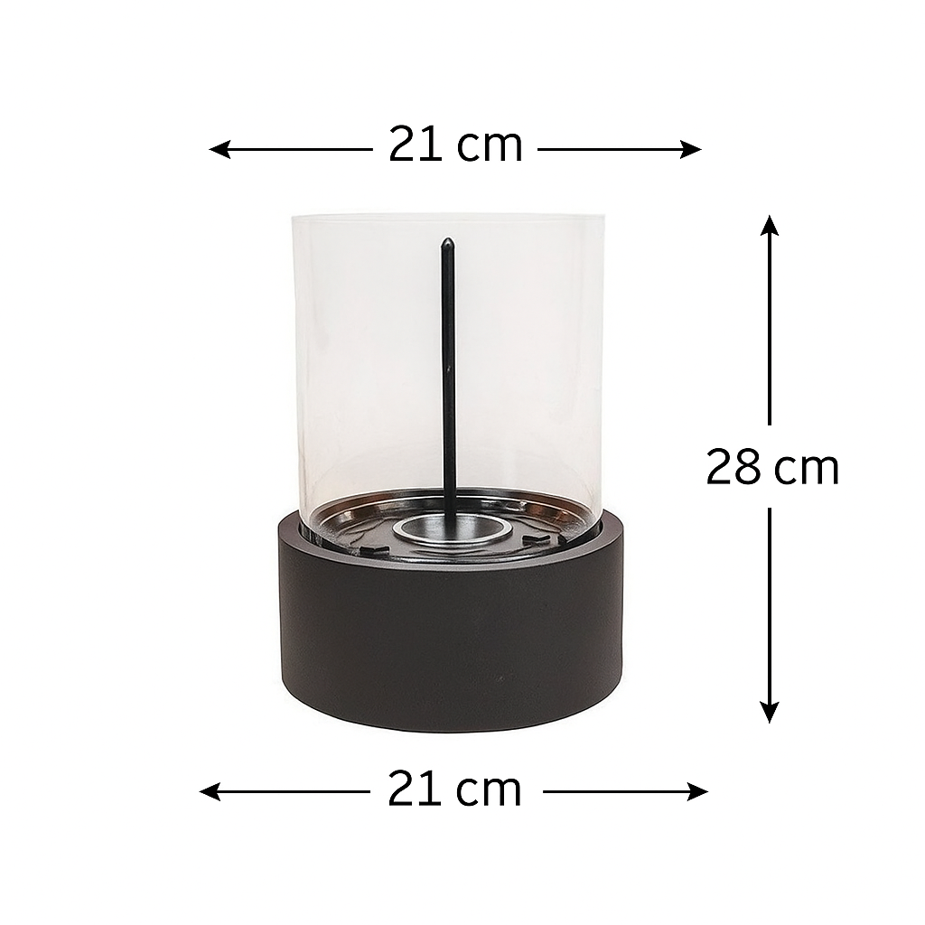 Tafelhaard - Rond - Metaal/Glas - Zwart - 21X21X28 Cm