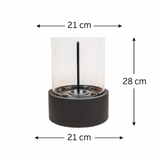 Tafelhaard - Rond - Metaal/Glas - Zwart - 21X21X28 Cm