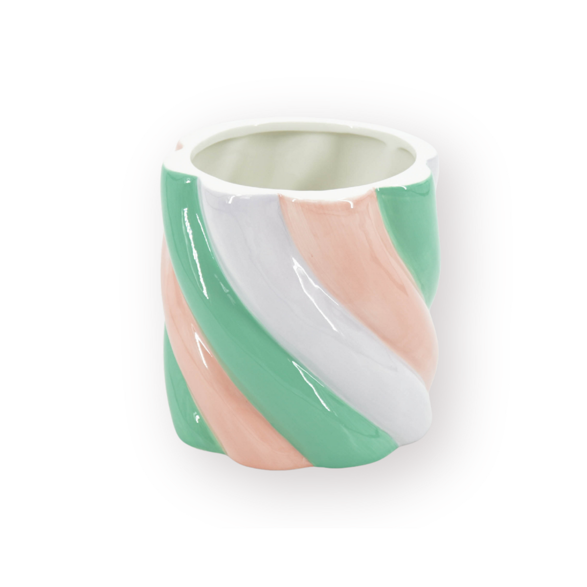 Pot - Bloempot - Marshmellow- Roze/Groen -15,5X15,5X16Cm