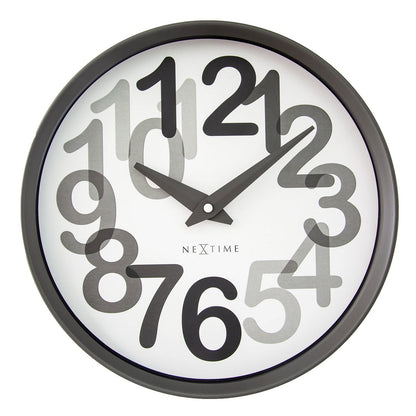 Wandklok 30Cm-Silent-Plastic-Nextime 'Big Number'