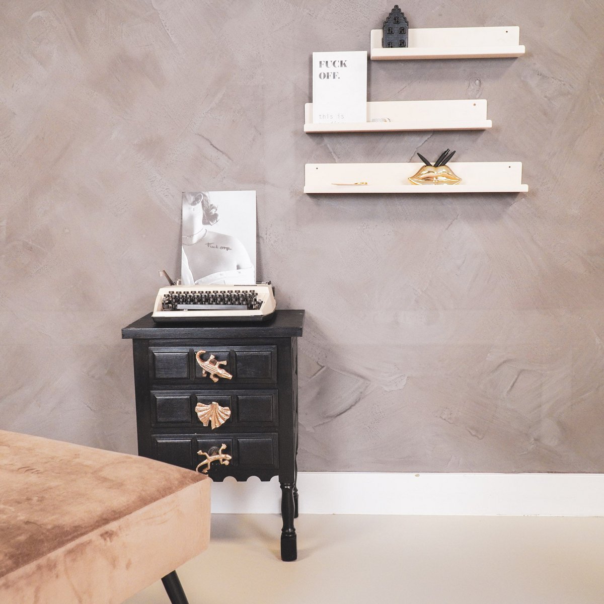 Wandplank - Metaal - Beige - Set Van 3 - 40/50/60Cm