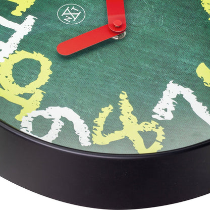 Wandklok 30Cm - Stil - Groen - Kunststof - "Krijtbord"