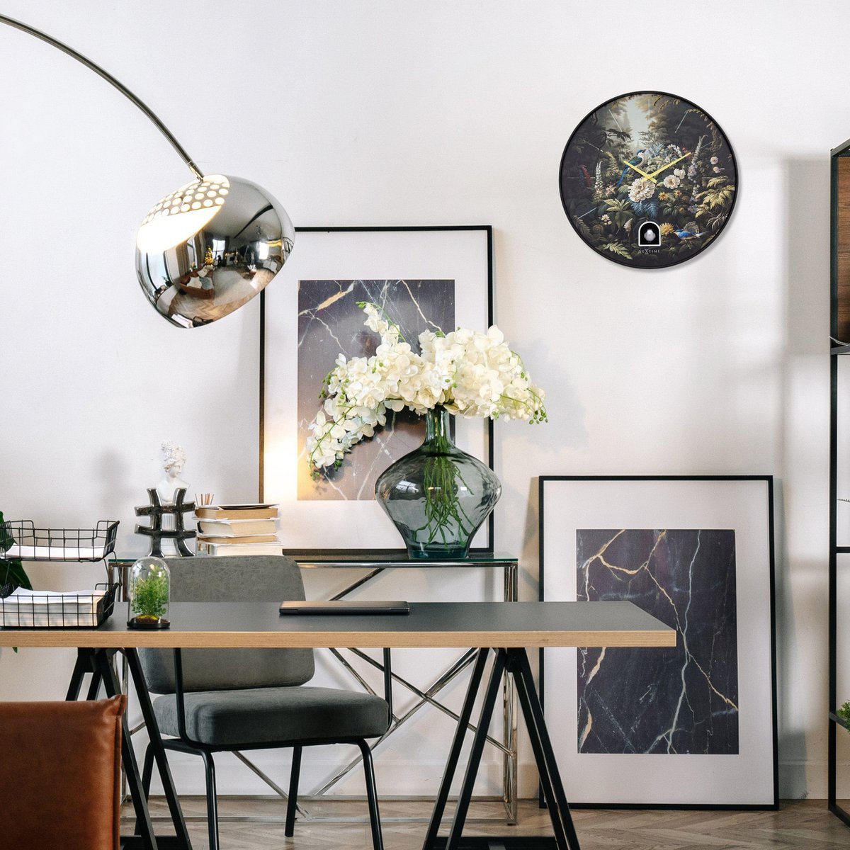 Wandklok 30Cmø - Kunststof - Zwart - Koekoek - Nextime 'Vanity Cuckoo'