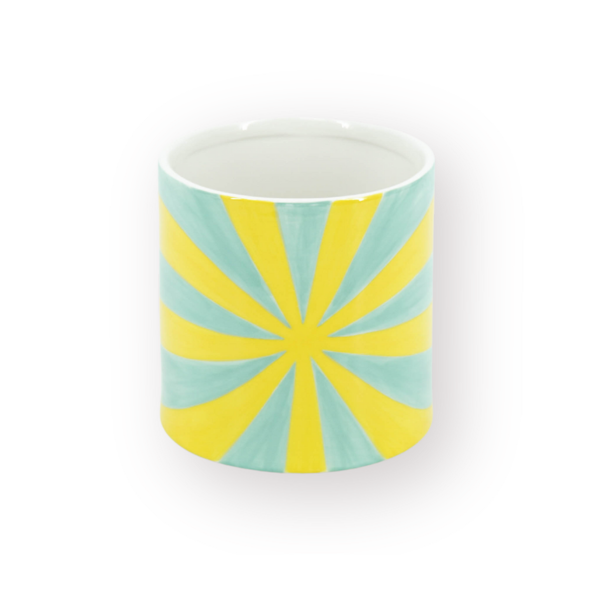 Pot - Bloempot - Krul - Geel/Groen - 15,5X15,5X16Cm