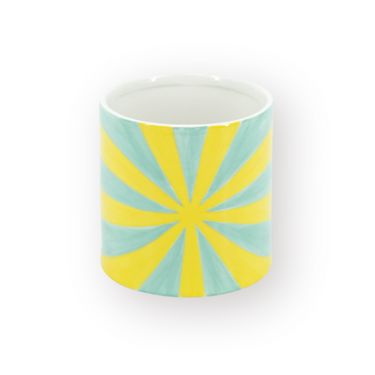 Pot - Bloempot - Krul - Geel/Groen - 15,5X15,5X16Cm