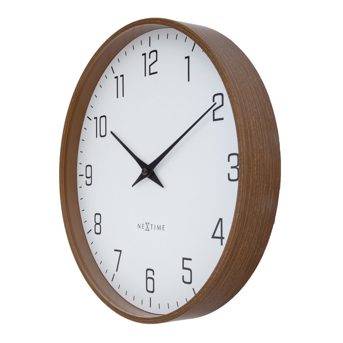 Wandklok 30Cm-Silent-Donker Houtpatroon-Plastic-Nextime 'Lyra'