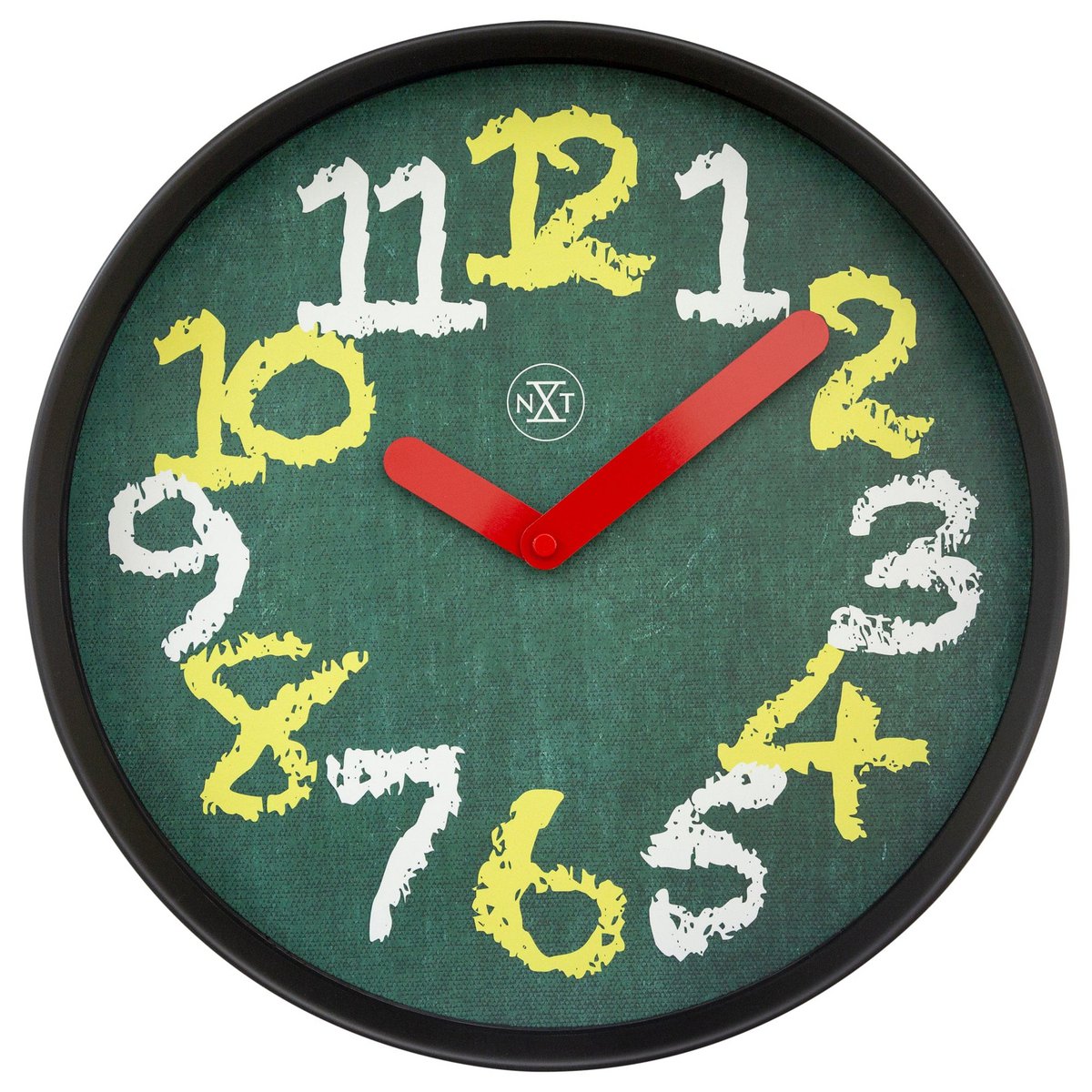 Wandklok 30Cm - Stil - Groen - Kunststof - "Krijtbord"