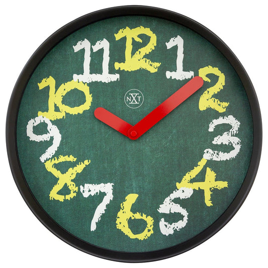 Wandklok 30Cm - Stil - Groen - Kunststof - "Krijtbord"