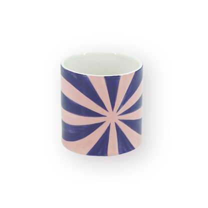 Pot - Bloempot - Krul - Blauw/Roze - 12,5X12,5X13Cm