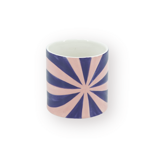 Pot - Bloempot - Krul - Blauw/Roze - 12,5X12,5X13Cm