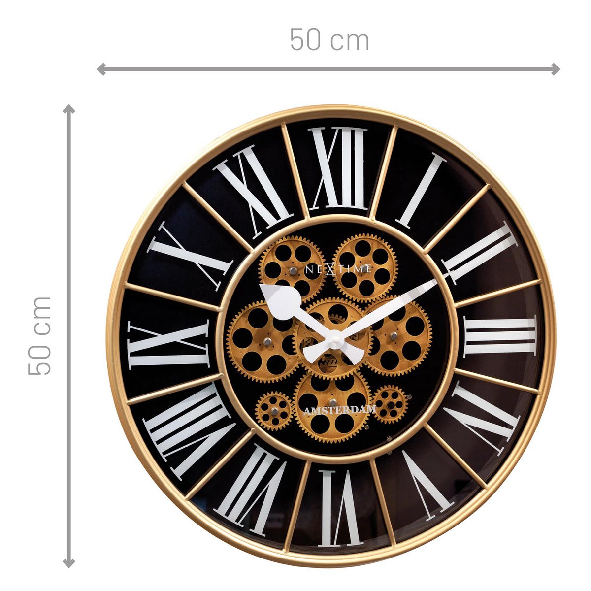 Moving Gear Clock - Grote Wandklok - 50Cm - "William"